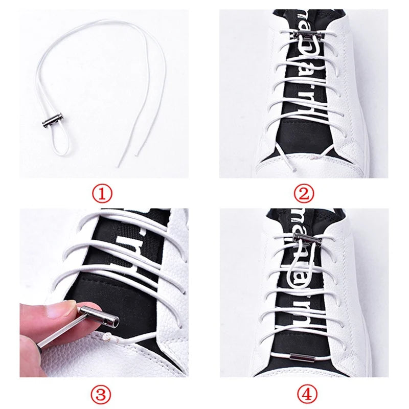 No-Tie Elastic Shoelaces with Metal Lock - Quick & Easy for Kids and Adults!